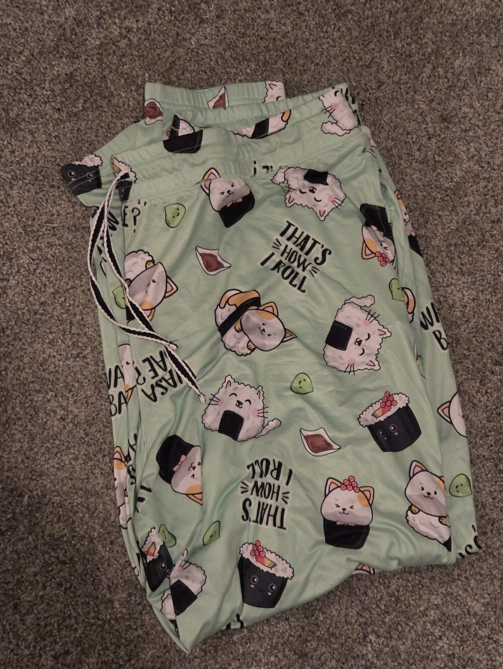Mint Green Sushi Miso Cat Lounge Pants